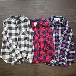 Girls Plaid Shirt in Black, Purple, and White
